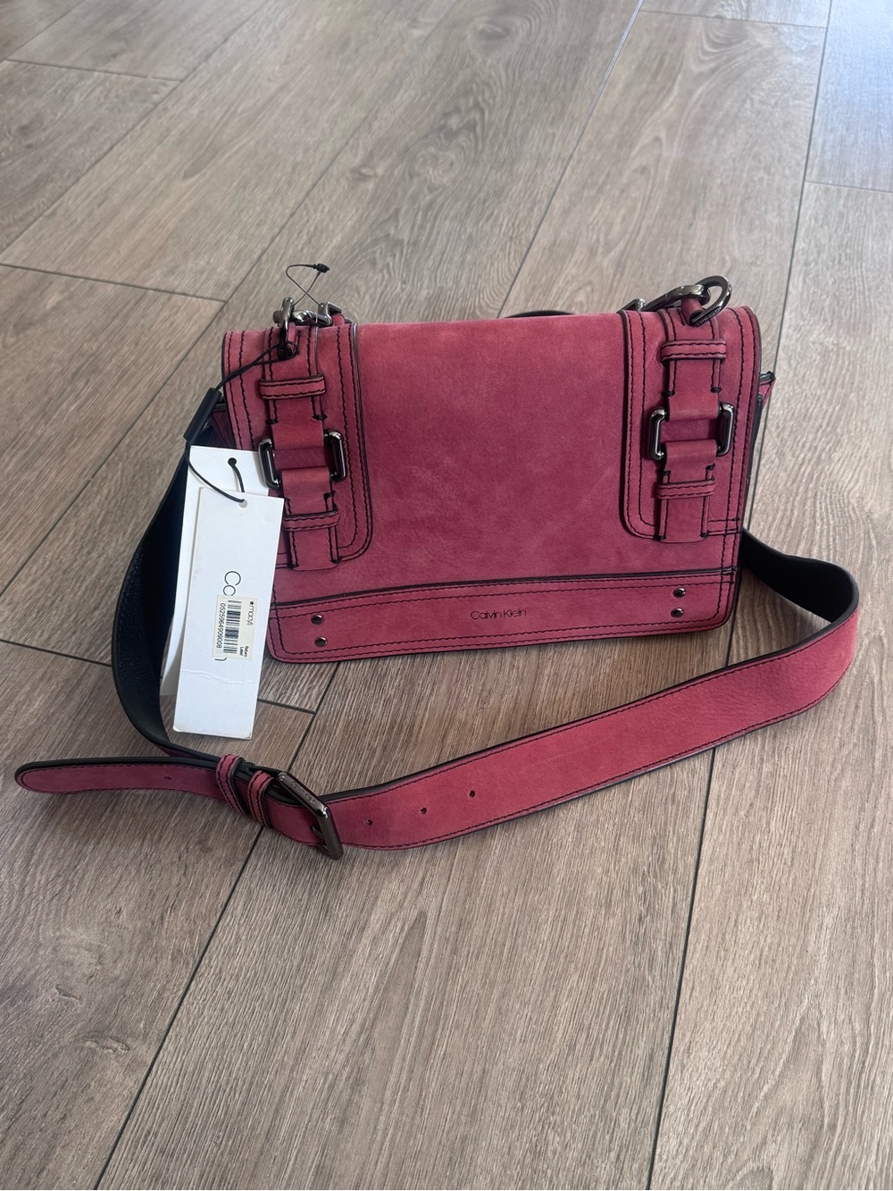 Calvin Klein Burgundy Suede Crossbody Bag